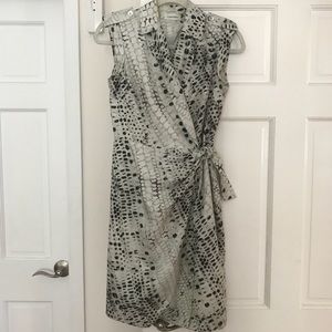 Calvin Klein Printed Silk Wrap Dress